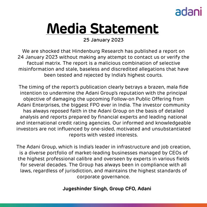 Adani Group Hindenburg Research Media Statement